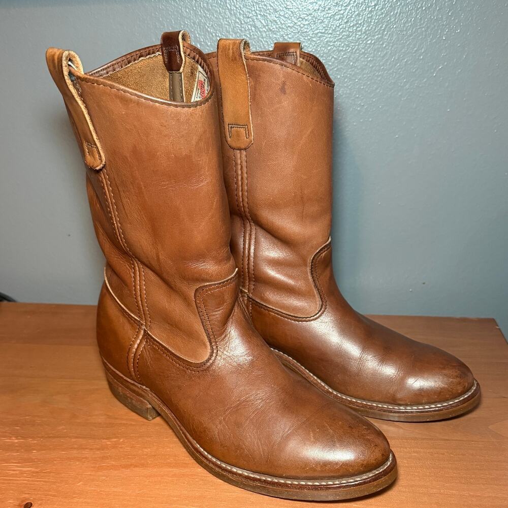 Red Wing 787 Vintage Pecos Pull On Western Boots Brown Leather USA Made 10C